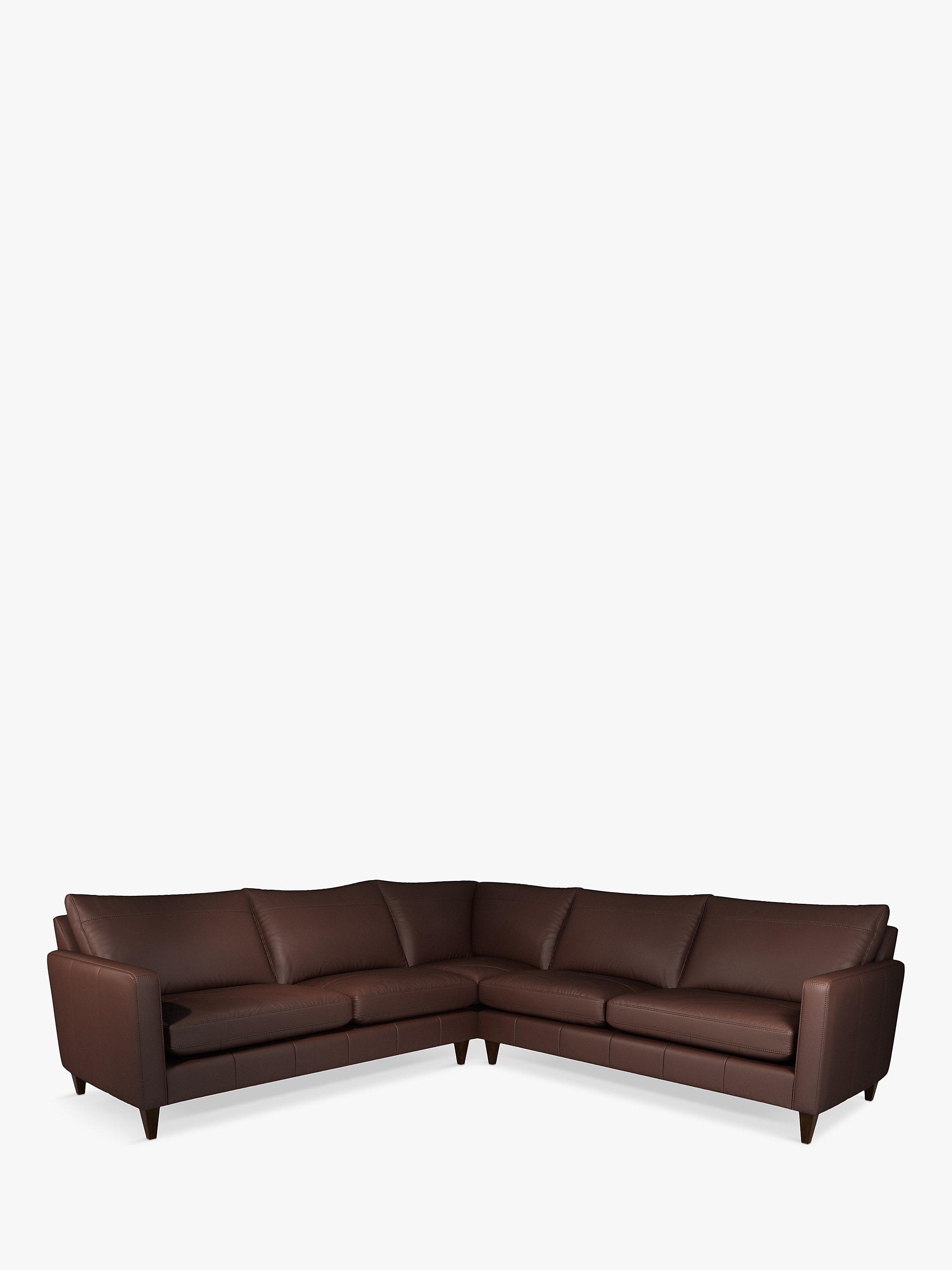 Bailey Range, John Lewis Bailey 5+ Seater Leather Corner Sofa, Dark Leg, Winchester Chocolate