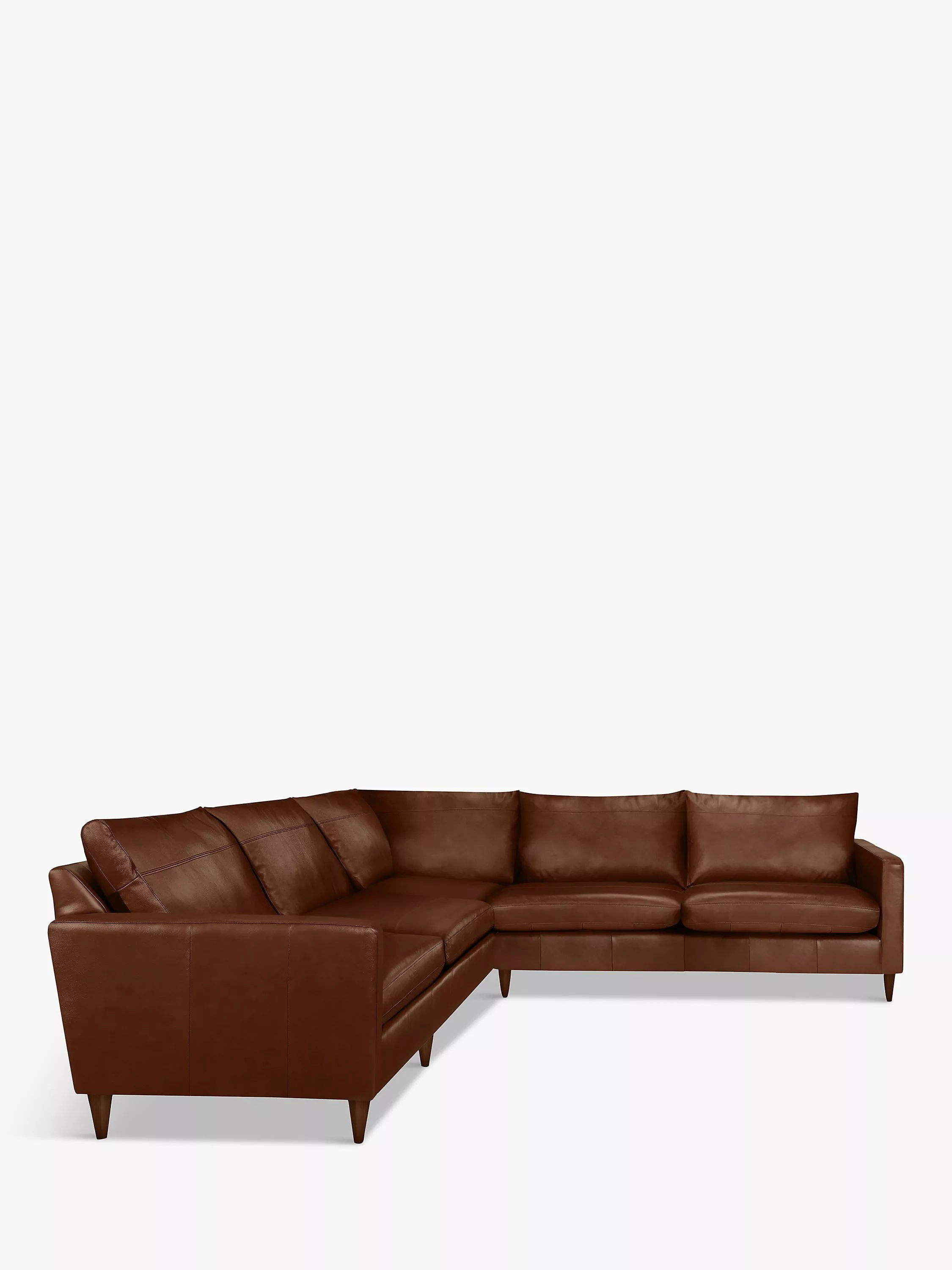 John Lewis Bailey 5+ Seater Leather Corner Sofa, Dark Leg