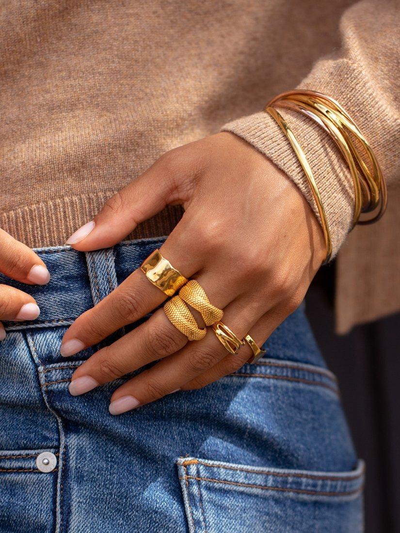 Product image 3 of 6, which shows Monica Vinader Siren Muse Wide Ring, Gold, K