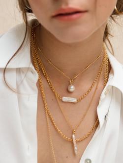 Monica Vinader Triple Beaded Chain Necklace - view 2, Gold