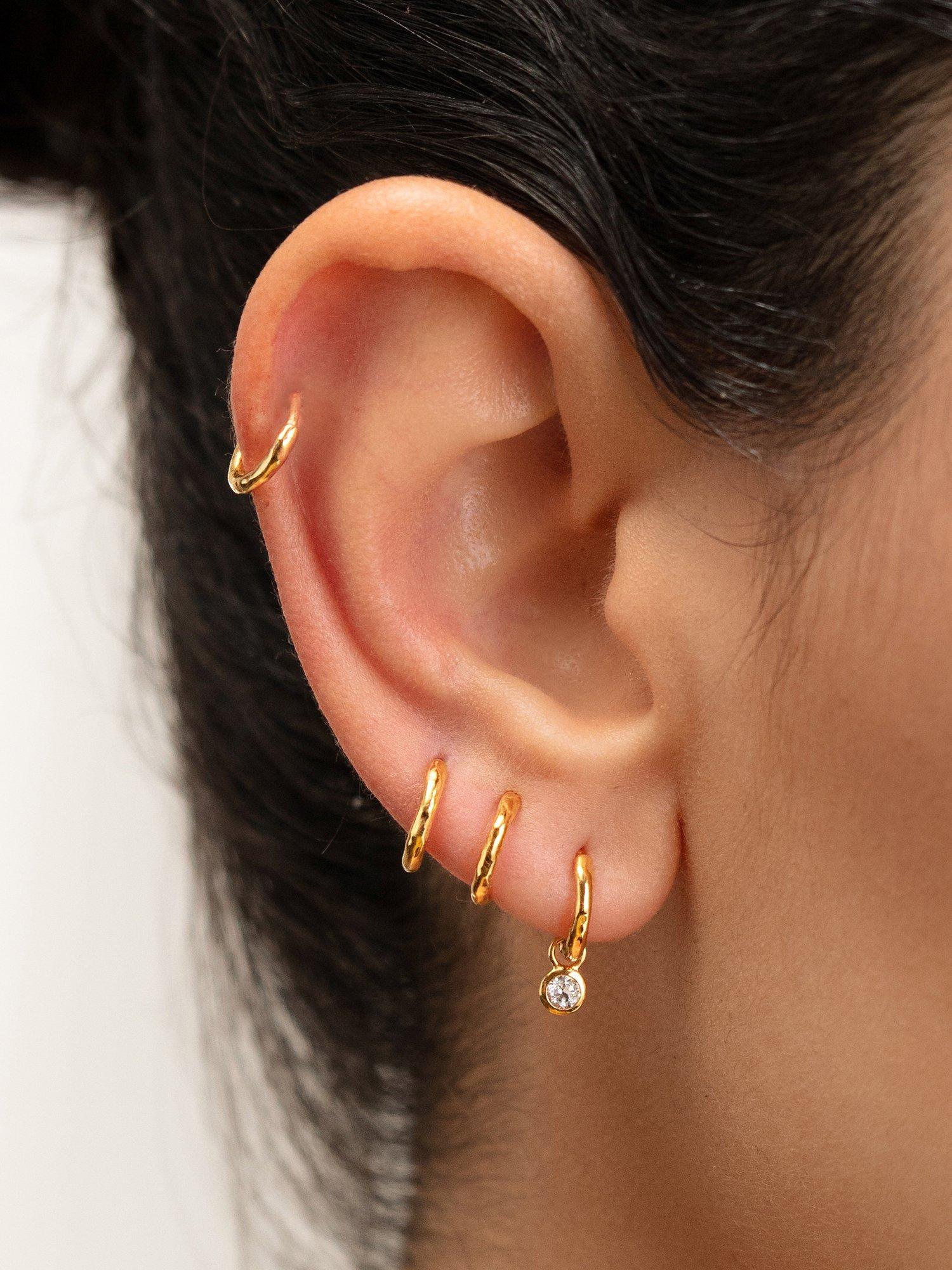 Product image 2 of 6, which shows Monica Vinader Siren Muse Mini Huggie Hoop Earringss, Gold