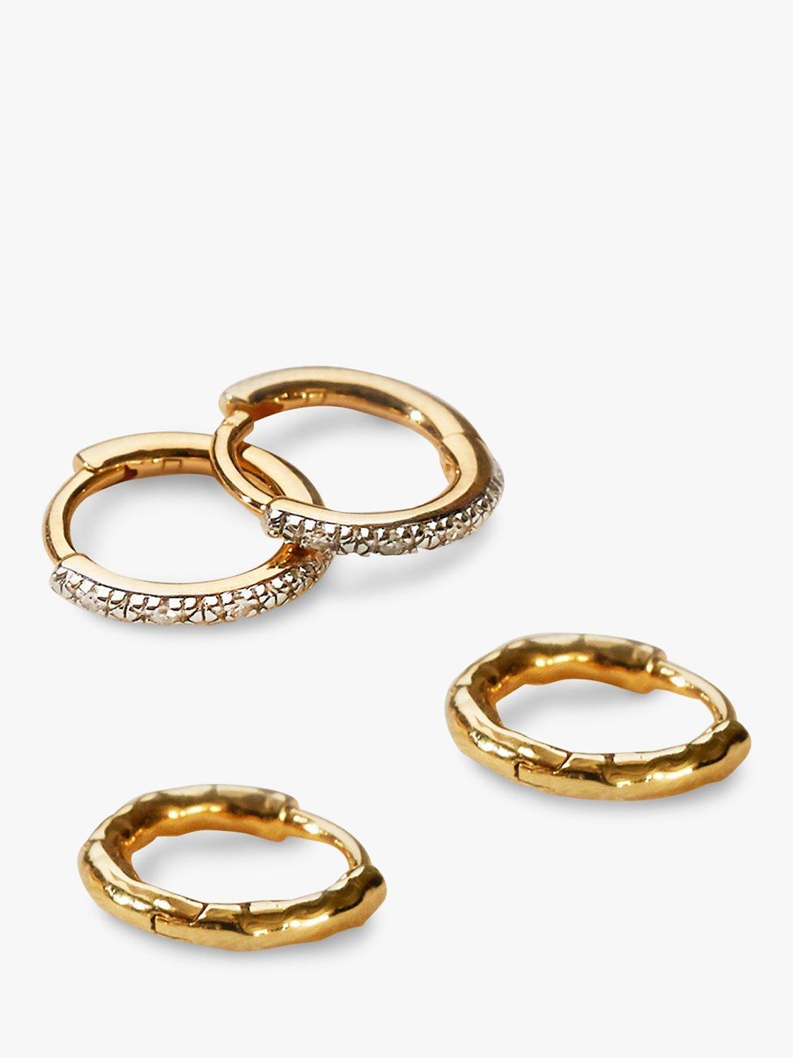 Product image 4 of 6, which shows Monica Vinader Siren Muse Mini Huggie Hoop Earringss, Gold