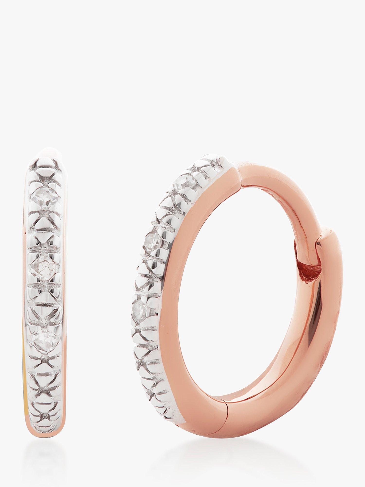 Monica Vinader Riva Diamond Huggie Hoop Earrings, Rose Gold