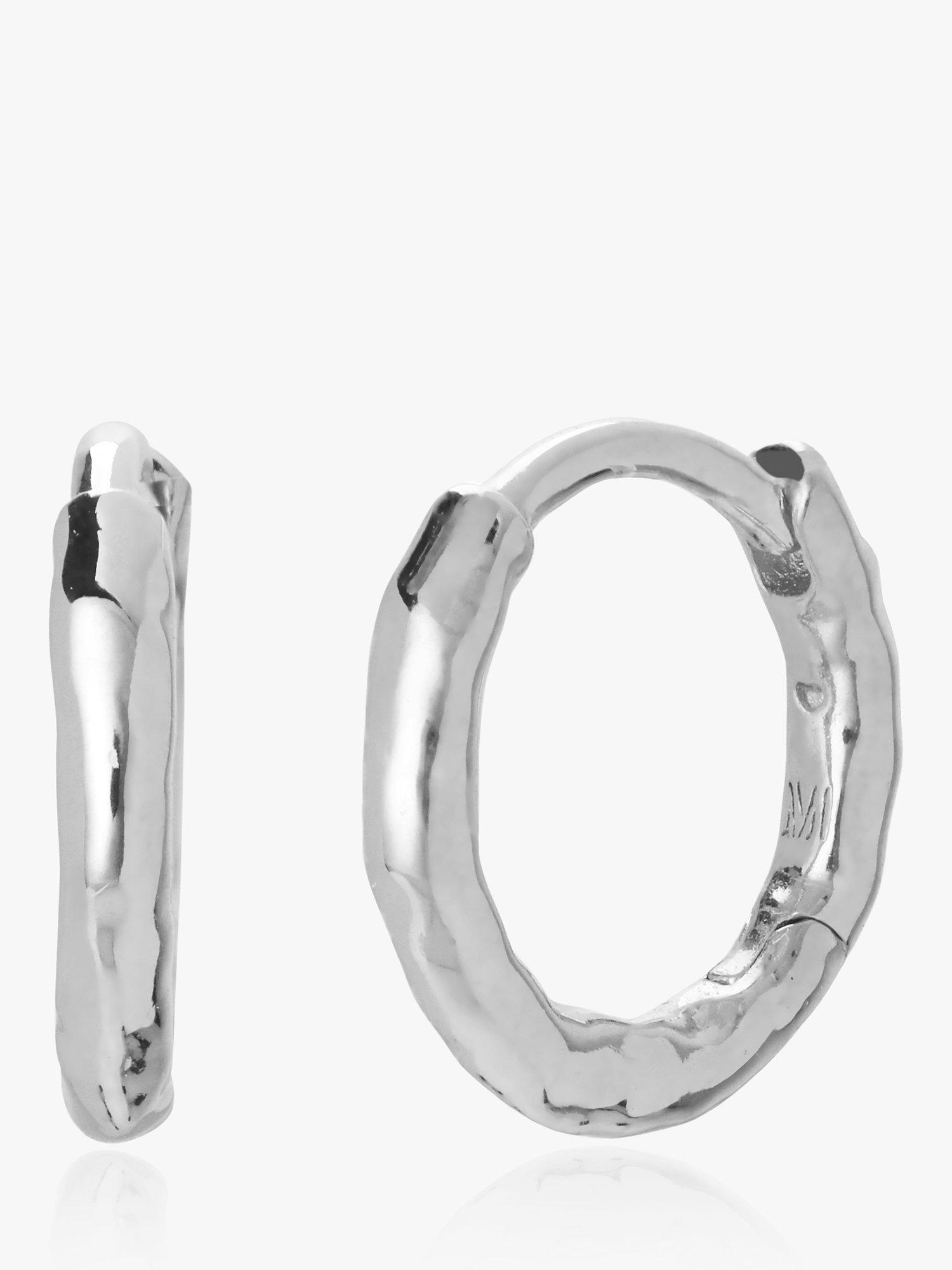 Product image 1 of 5, which shows Monica Vinader Siren Muse Mini Huggie Hoop Earrings, Silver