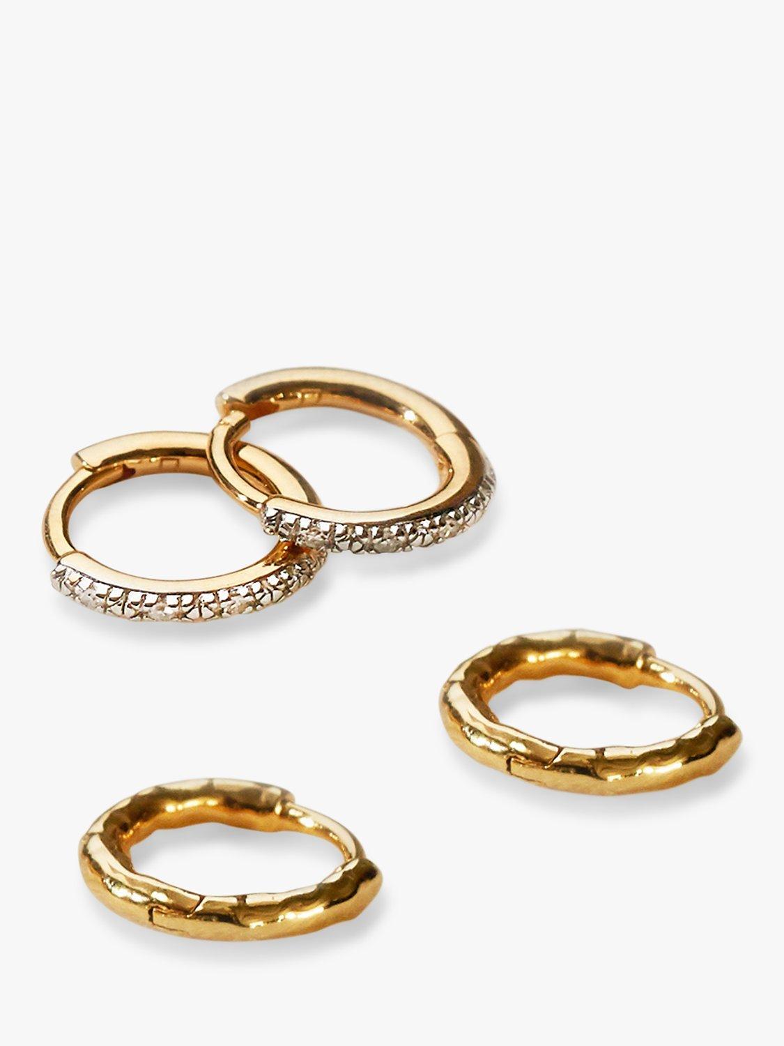 Product image 4 of 5, which shows Monica Vinader Siren Muse Mini Huggie Hoop Earrings, Silver