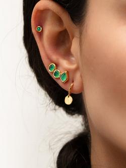 Monica Vinader Mini Gem Stud Earrings - view 2, Gold/Green Onyx