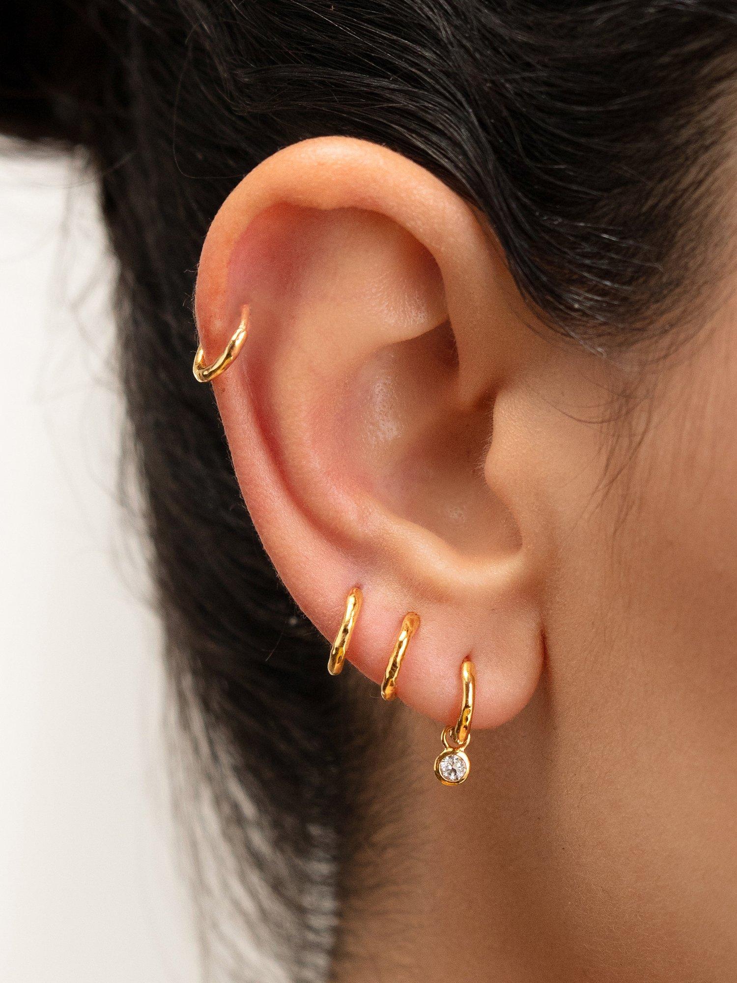 Monica Vinader Siren Muse Mini Huggie Hoop Earrings Rose Gold