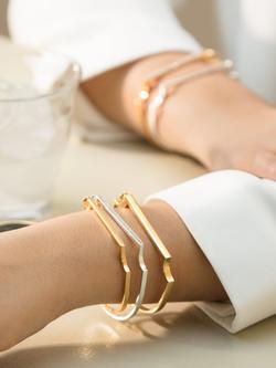 Monica Vinader Signature Skinny Bangle - view 2, Gold