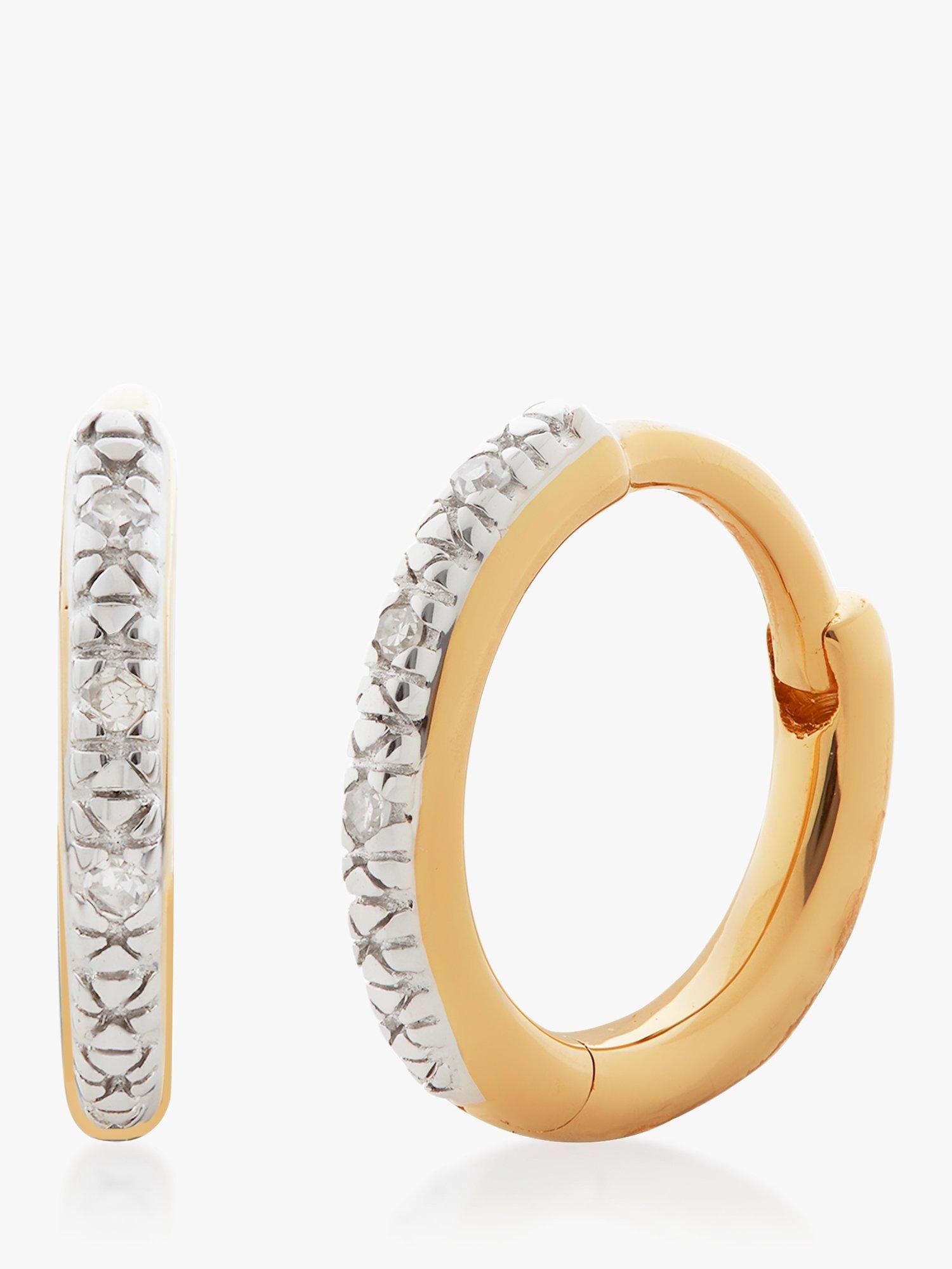Monica Vinader Riva Diamond Huggie Hoop Earrings, Gold