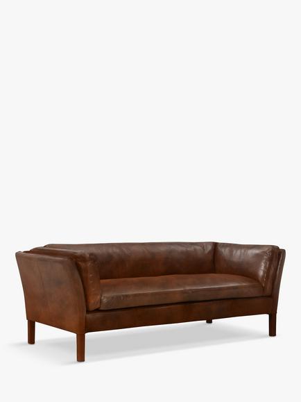 Halo Groucho Medium 2 Seater Leather Sofa, Dark Leg, London Leather