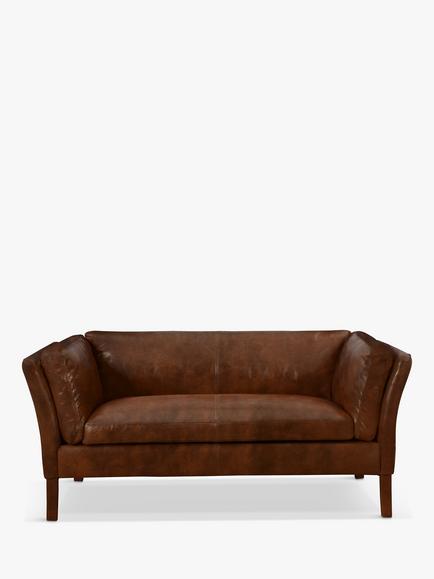 Halo Groucho Small 2 Seater Leather Sofa, Dark Leg, London Leather