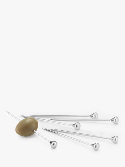 Georg Jensen Sky 6 Stainless Steel Food & Canapé Sticks with Gift Box, Silver, Silver
