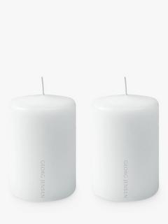 Georg Jensen Pillar Candles, Set of 2, White, H10 x Dia.6cm