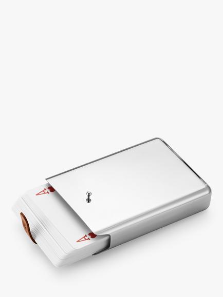 Georg Jensen Sky Playing Card Deck & Stainless Steel Holder, Silver, Silver