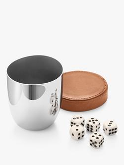 Georg Jensen Sky Dice Game & Stainless Steel Travel Case with Leather Cap, Silver, Silver