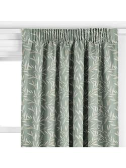 John Lewis Langley Leaf Embroidery Made to Measure Curtains or Roman Blind, Dark Duck Egg - view 2, Dark Duck Egg