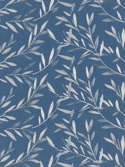 John Lewis Langley Leaf Embroidery Made to Measure Curtains or Roman Blind, Navy, Navy