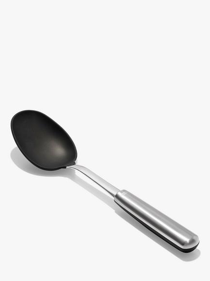 OXO Stainless Steel Solid Spoon with Silicone Head - view 2, Silver/Black