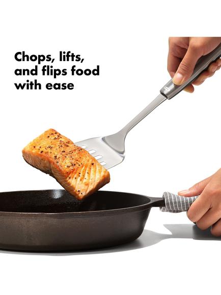 OXO Stainless Steel Slotted Cooking Turner - view 2, Silver