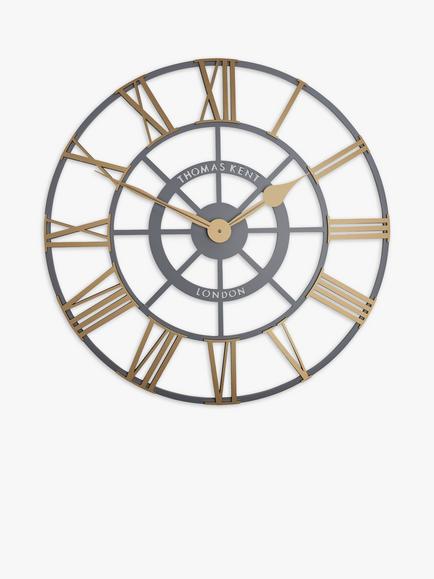 Thomas Kent Evening Star Roman Numeral Skeleton Wall Clock, 61cm, Brass