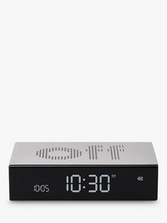 Lexon Flip Premium LCD Digital Alarm Clock, Silver