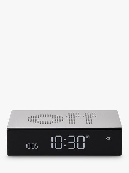 Lexon Flip Premium LCD Digital Alarm Clock, Silver