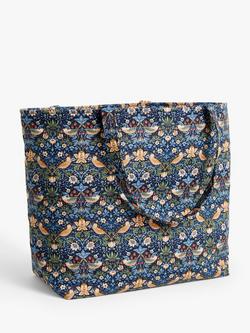 John Lewis William Morris Strawberry Thief Drawstring Craft Bag, Navy, Navy
