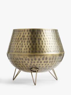 John Lewis ANYDAY Hammered Metal Floor Planter, Gold - view 2, Gold