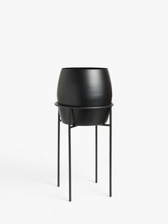 John Lewis ANYDAY Iron Floor Planter, Black, Small