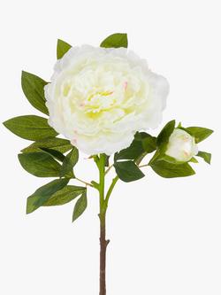 Floralsilk Artificial Large Peony Spray, White - view 2, White