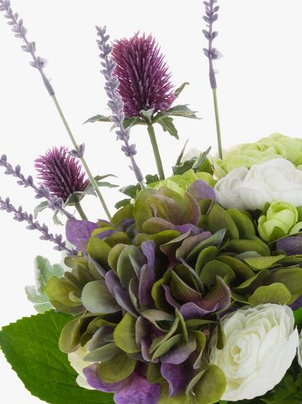 Floralsilk Artificial Hydrangea & Thistle in Vase, Purple - view 2, Purple