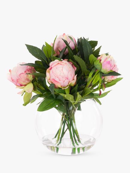 Floralsilk Artificial Pink Peonies in Globe, 