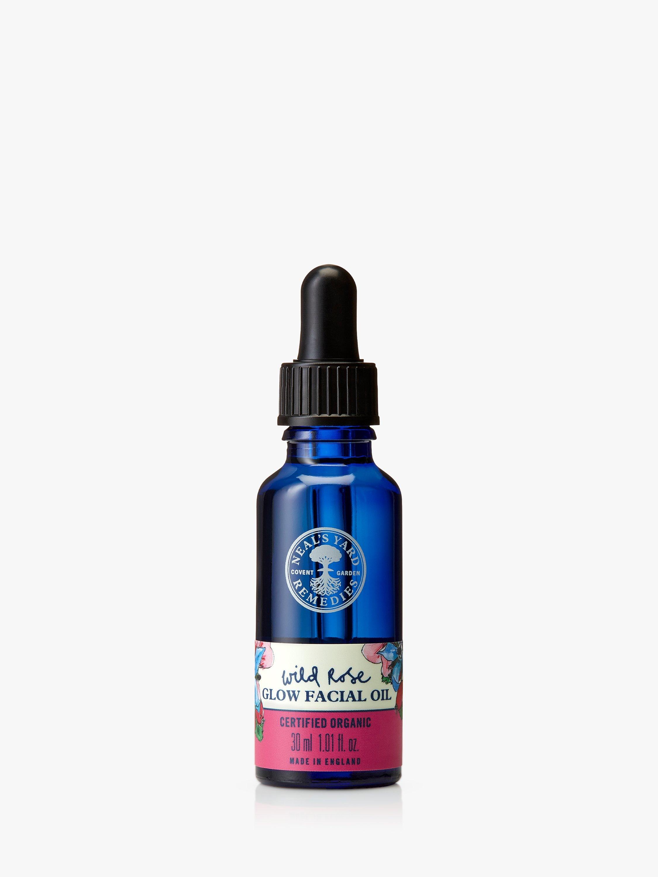 Product image 1 of 4, which shows Neal's Yard Remedies Wild Rose Glow Facial Oil, 30ml