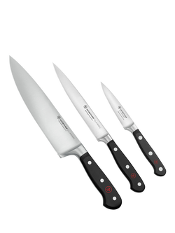 WÜSTHOF Classic 20cm Chef's Knife, 16cm Utility Knife & 9cm Paring Knife Set, 3 Piece, Silver/Black