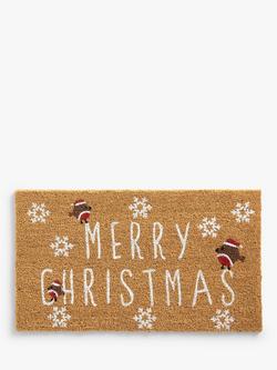 John Lewis Robin Merry Christmas Door Mat, Neutral