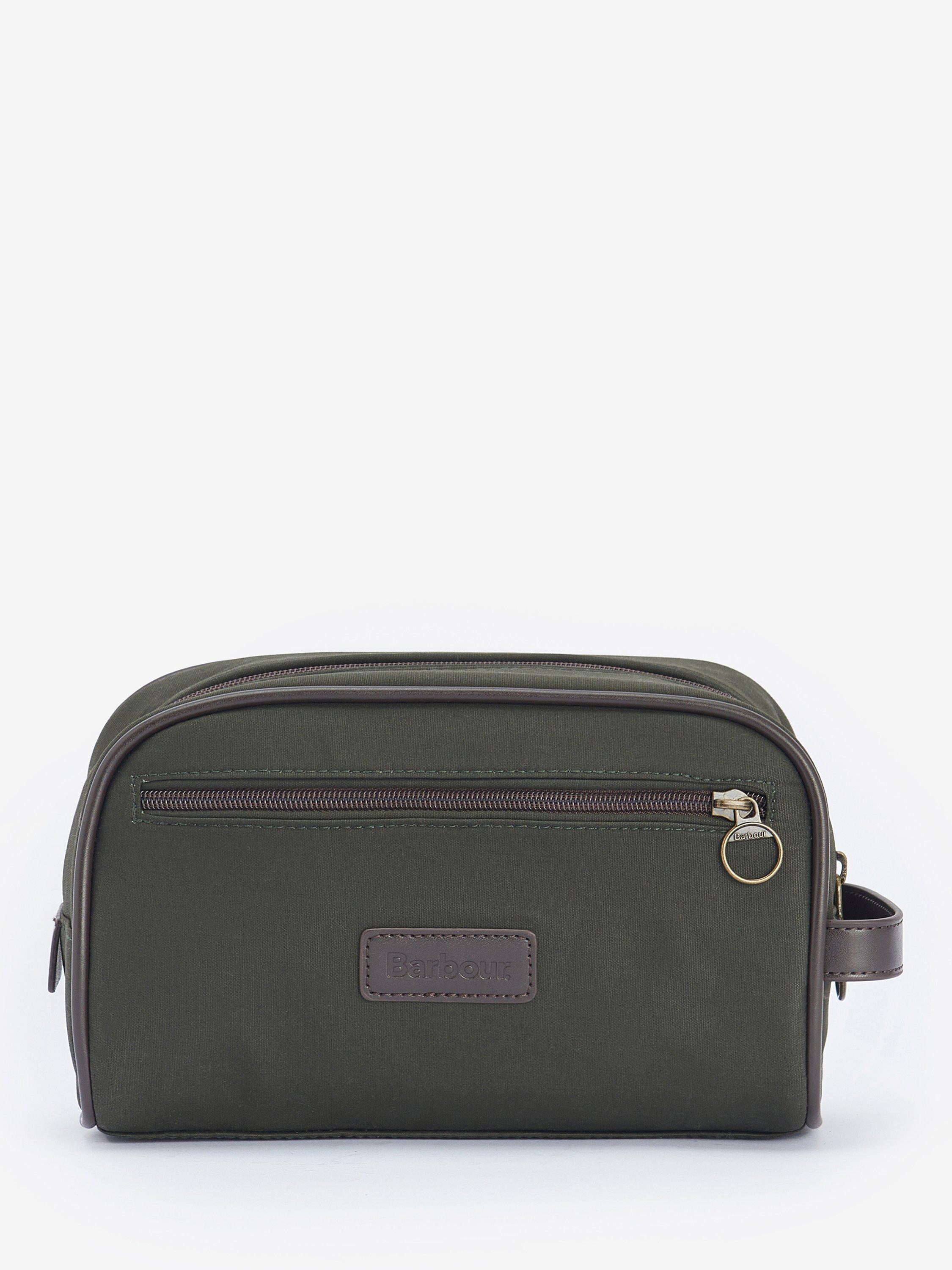 Barbour Waxed Cotton Wash Bag Olive Brown