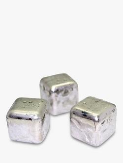 Mixology Large Stainless Steel Ice Cubes, Set of 6, Silver
