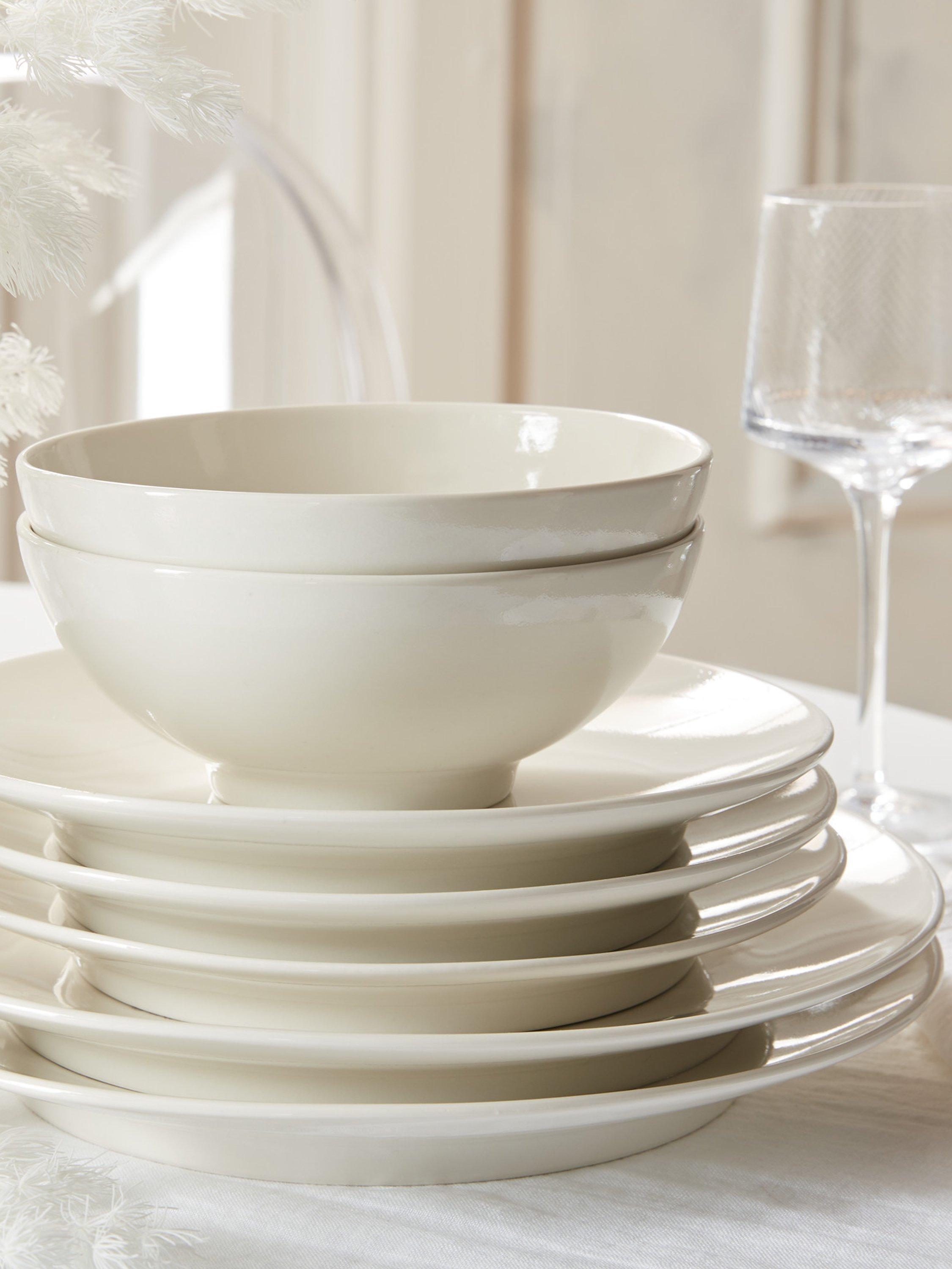 Denby Classic White Porcelain Boxed Dinnerware Set 12 Piece White