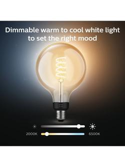 Philips Hue White Ambiance 7W G125 E27 LED Single Filament Dimmable Smart Bulb with Bluetooth - view 2, White