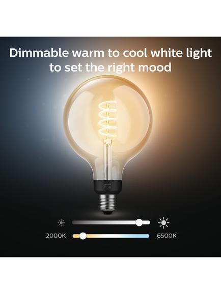 Philips Hue White Ambiance 7W G125 E27 LED Single Filament Dimmable Smart Bulb with Bluetooth - view 2, White