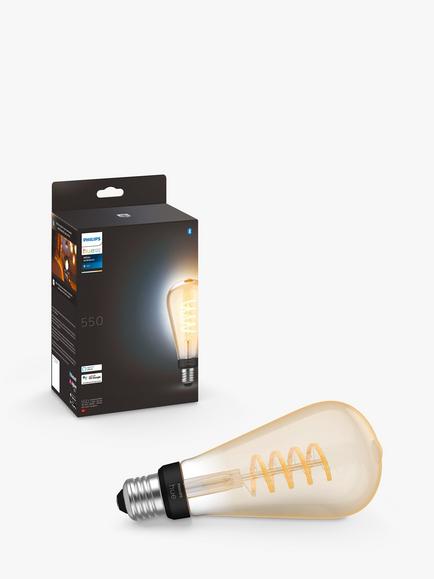 Philips Hue White Ambiance 7W ST72 E27 LED Single Filament Dimmable Smart Bulb with Bluetooth, White