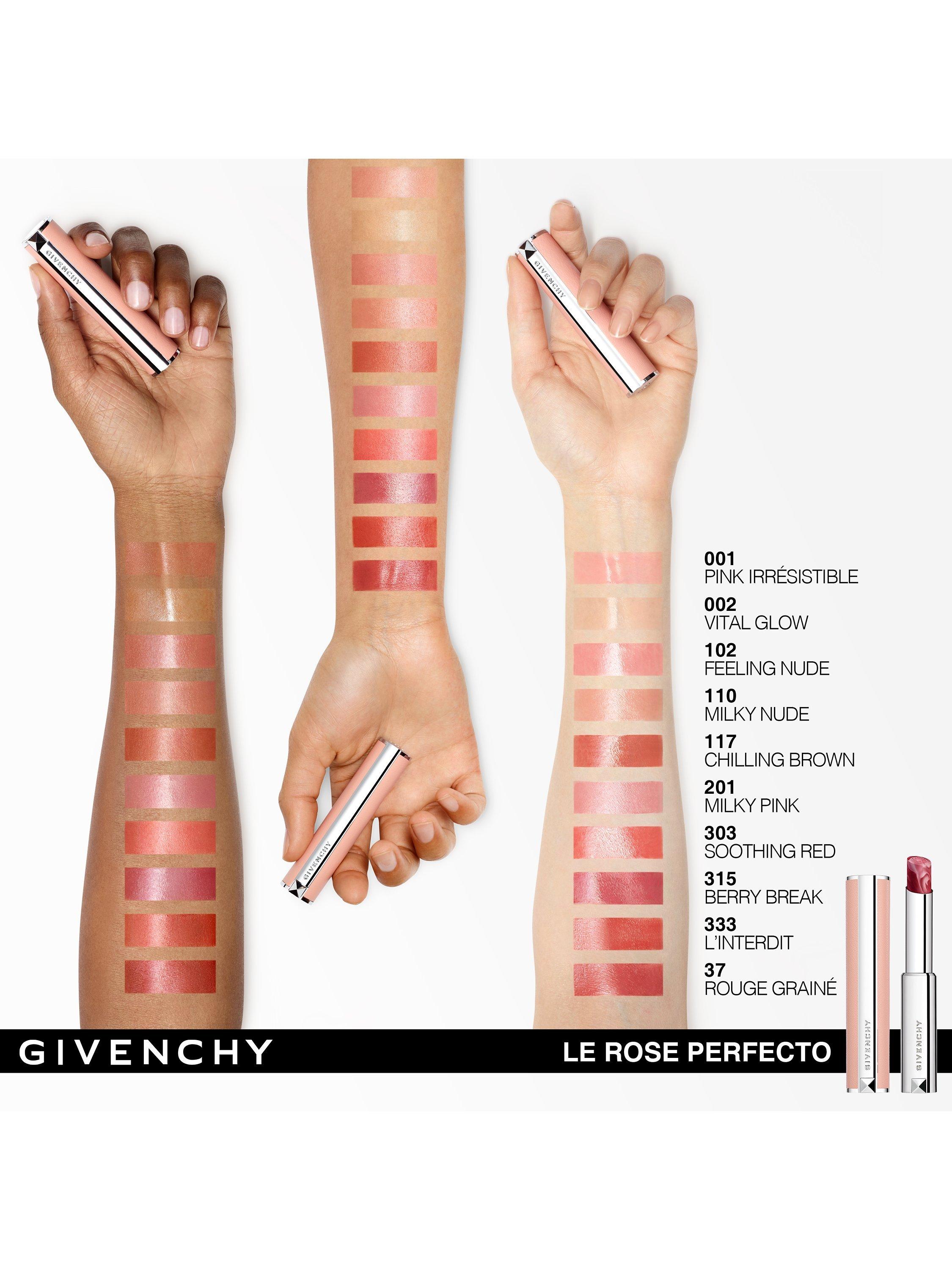 Product image 7 of 7, which shows Givenchy Rose Perfecto Beautifying Lip Balm, N303 Soothing Red