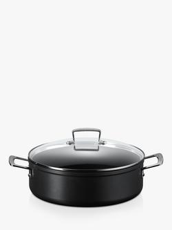 Le Creuset Toughened Non-Stick Sauteuse Pan & Glass Lid, 28cm, Black