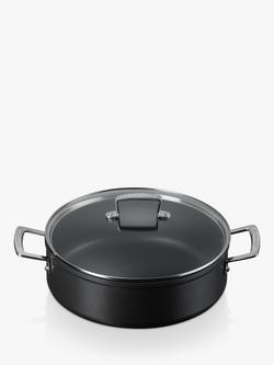 Le Creuset Toughened Non-Stick Sauteuse Pan & Glass Lid, 28cm - view 2, Black