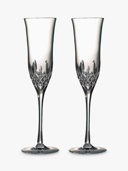 Waterford Crystal Lismore Essence Cut Glass Champagne Flutes, Set of 2, 230ml, Clear, Clear