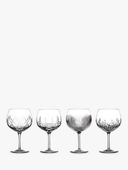 Waterford Crystal Gin Journeys Assorted Cut Glass Balloon Glasses, Set of 4, 550ml, Clear, Clear