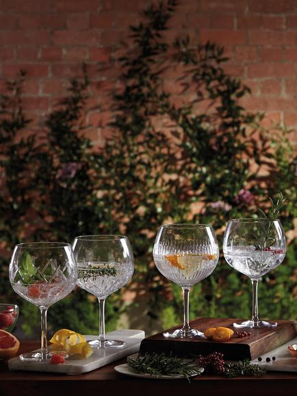 Waterford Crystal Gin Journeys Assorted Cut Glass Balloon Glasses, Set of 4, 550ml, Clear - view 2, Clear