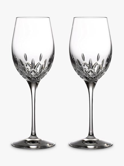 Waterford Crystal Lismore Essence Cut Glass White Wine Glasses, Set of 2, 350ml, Clear, Clear