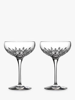Waterford Crystal Lismore Essence Cut Glass Champagne Saucers, Set of 2, 280ml, Clear, Clear