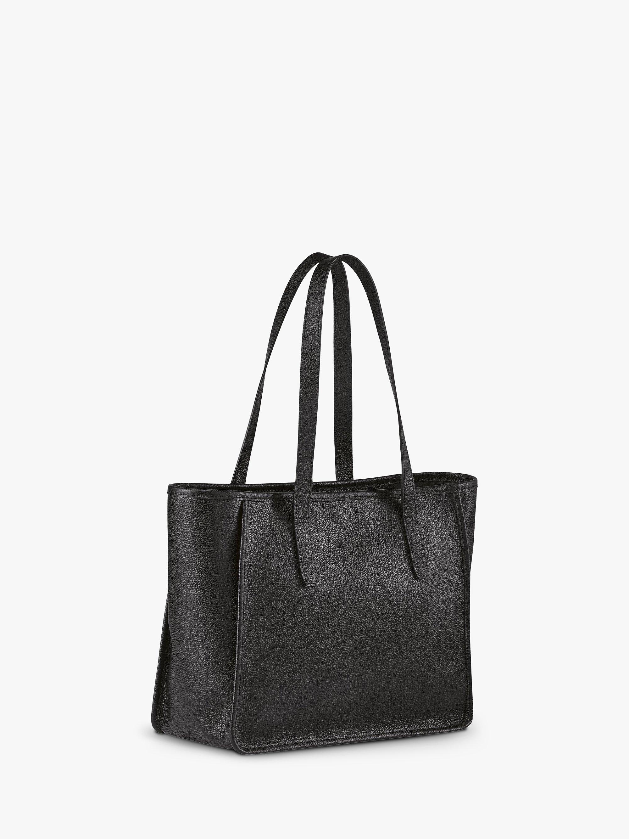 Product image 3 of 3, which shows Longchamp Le Foulonné Leather Shoulder Bag, Black